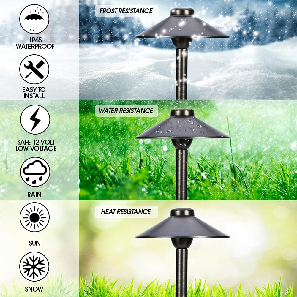 Luz LED Pathway 125V de latón 6 Pzas para jardín y terraza