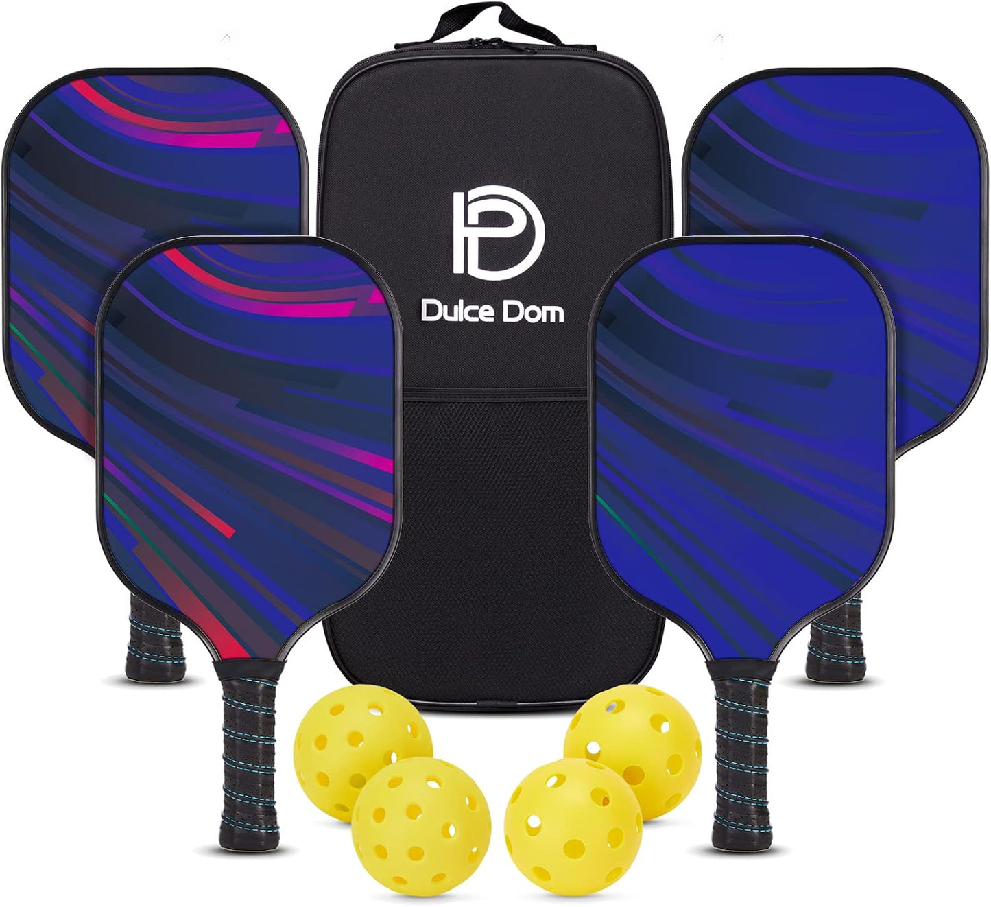 Set 2/4 palas pickleball USAPA 4 bolas fibra vidrio con bolsa