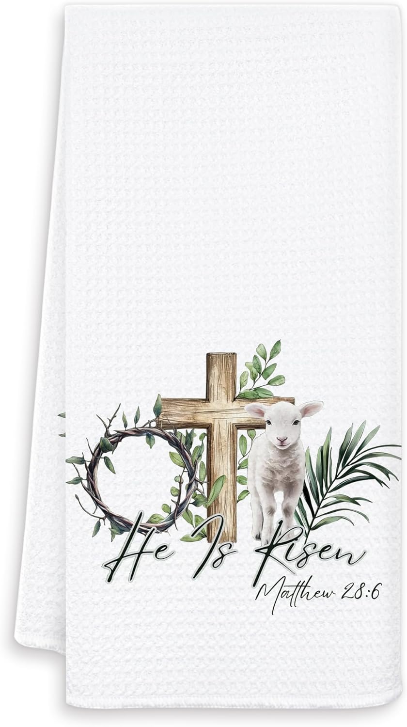 Toallas de cocina cristianas de Pascua con cruz
