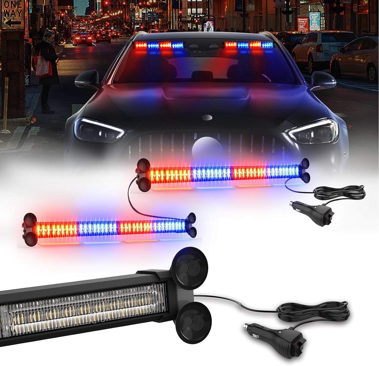 Barra luces estroboscópicas LED emergencia tráfico parabrisas