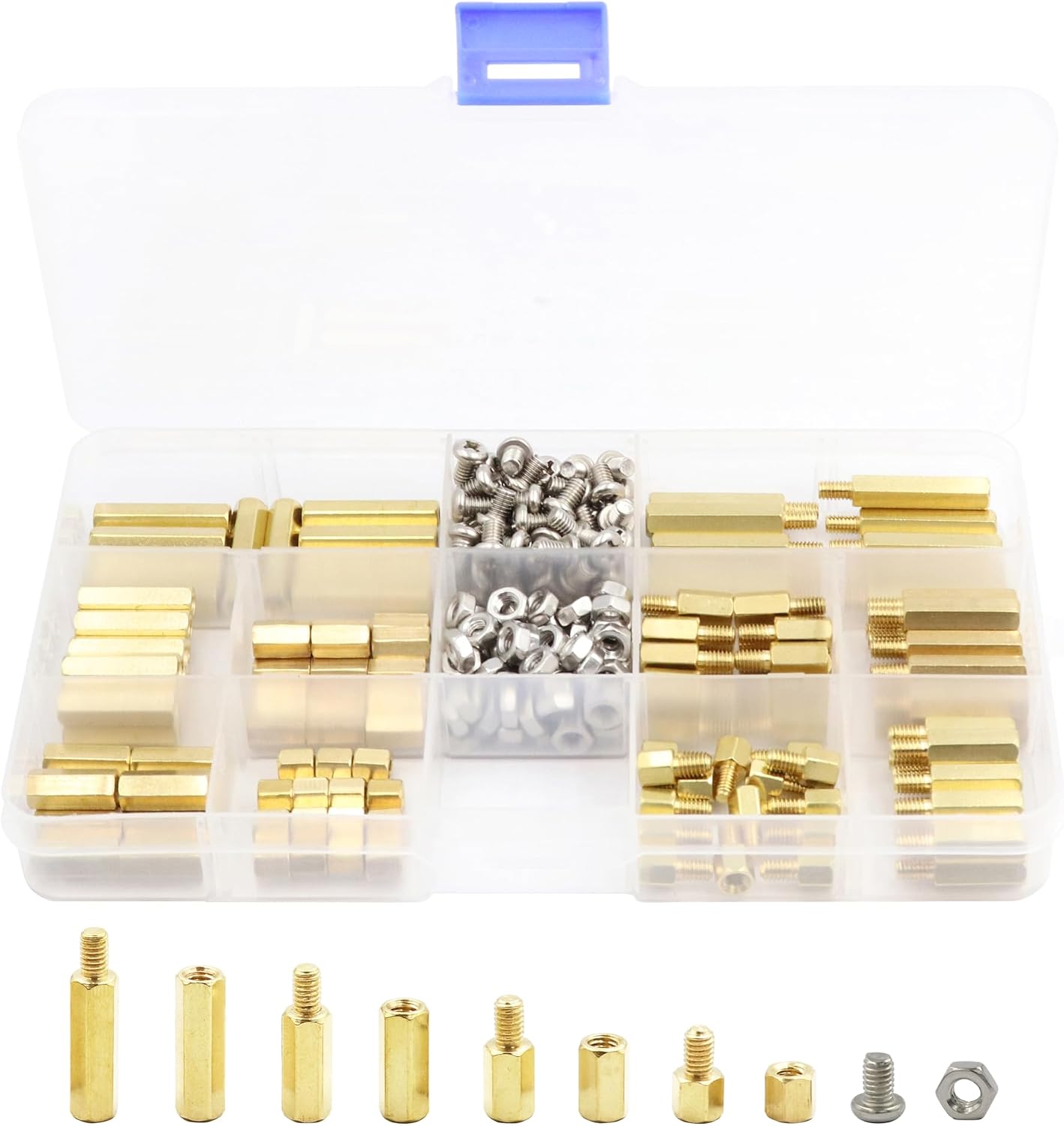 Set 260 pzas espaciador M4 hexagonal latón amarillo