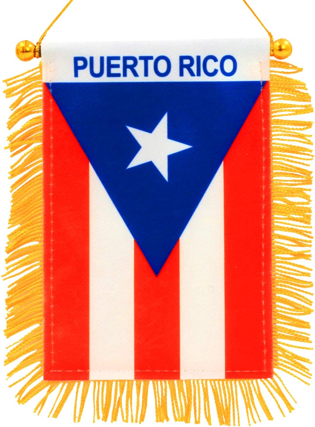 Bandera colgante Puerto Rico 4x6pulg para espejo automóvil