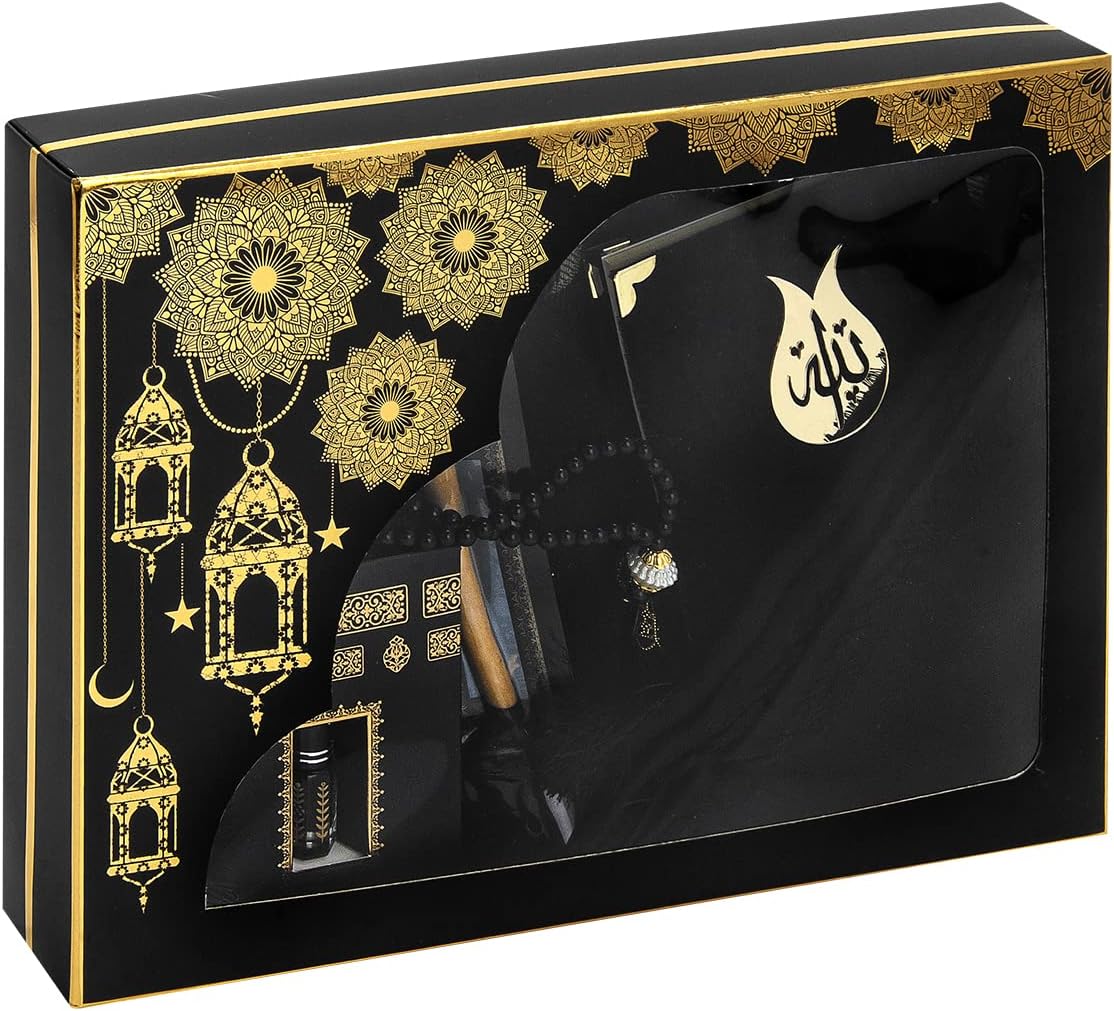 Set regalo islámico con alfombra oración, cuentas y gorro
