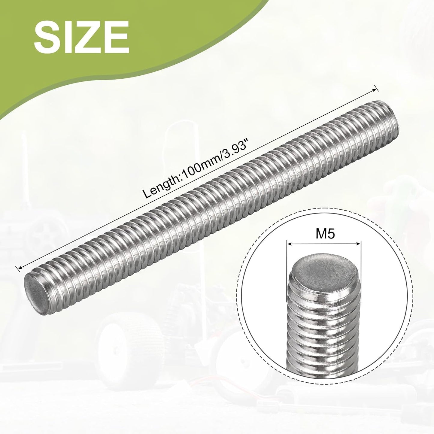 Varilla roscada M5-0.8 acero inox 304 10 pzas
