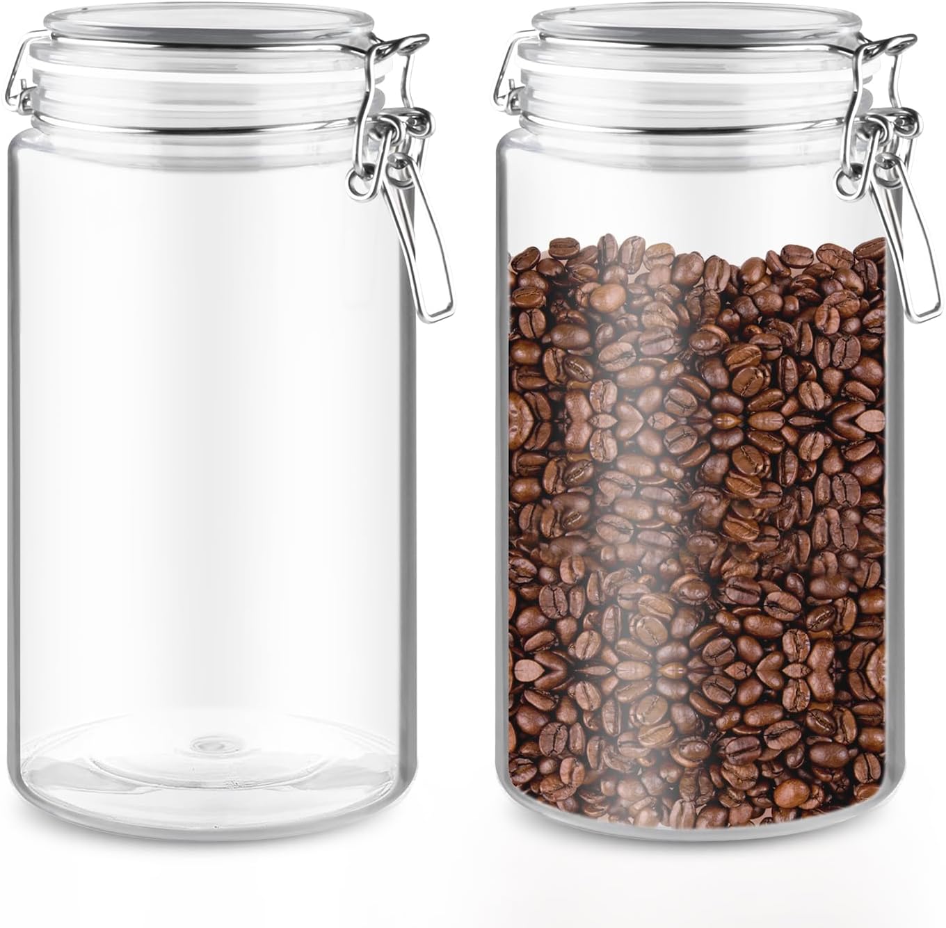 2 Tarros Plástico 50oz con Tapas para Nueces Café Azúcar