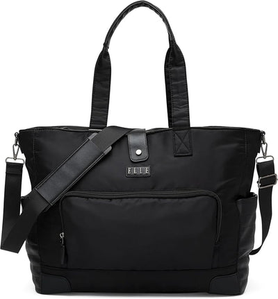 Bolsa tote sarga y cuero vegano 25l color negro