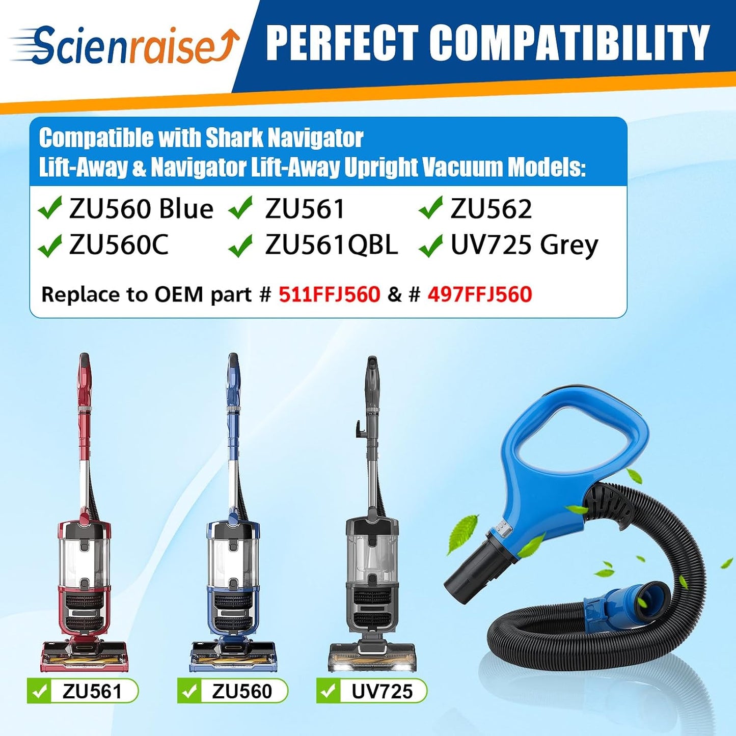 Reemplazo mango manguera vacío Shark ZU560 Azul ZU561 ZU562
