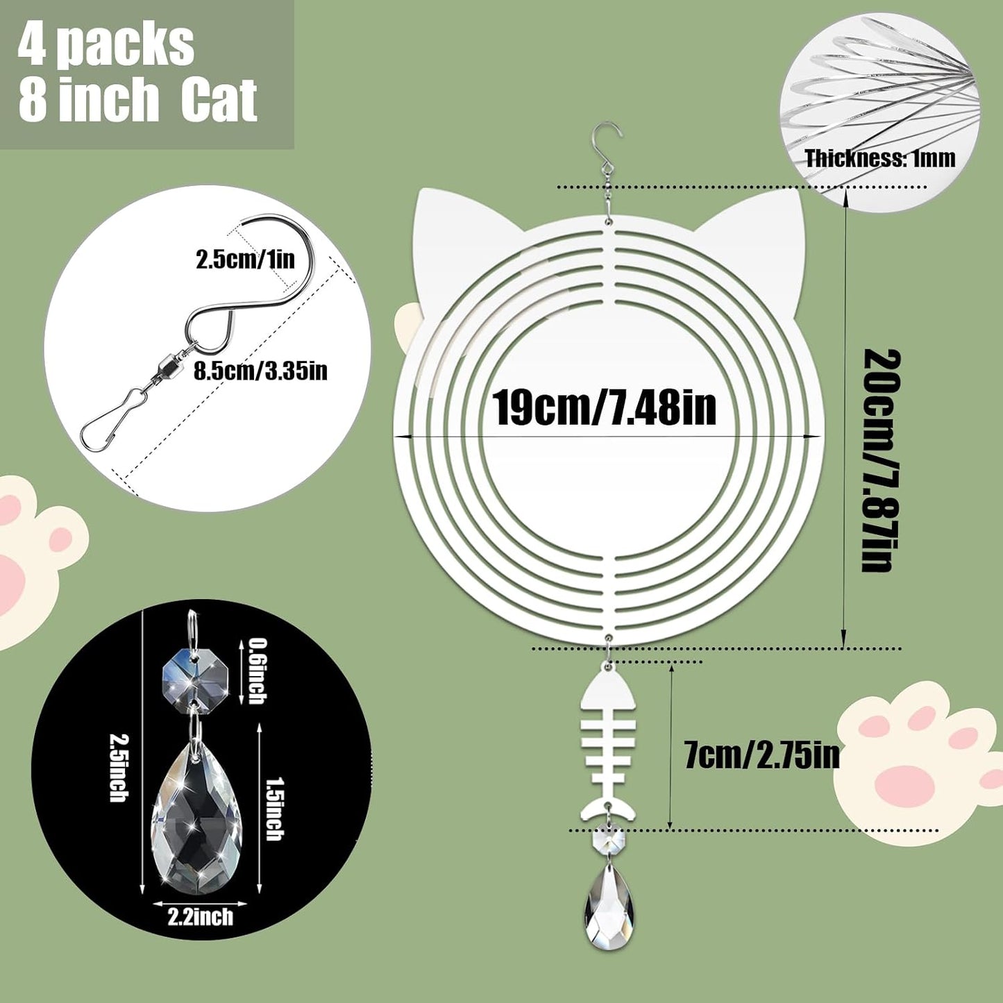 Hilanderos Viento 8" Aluminio 3D para Gato