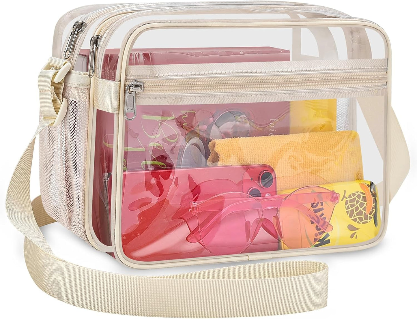 Bolsa mensajero transparente 2 compartimentos para eventos