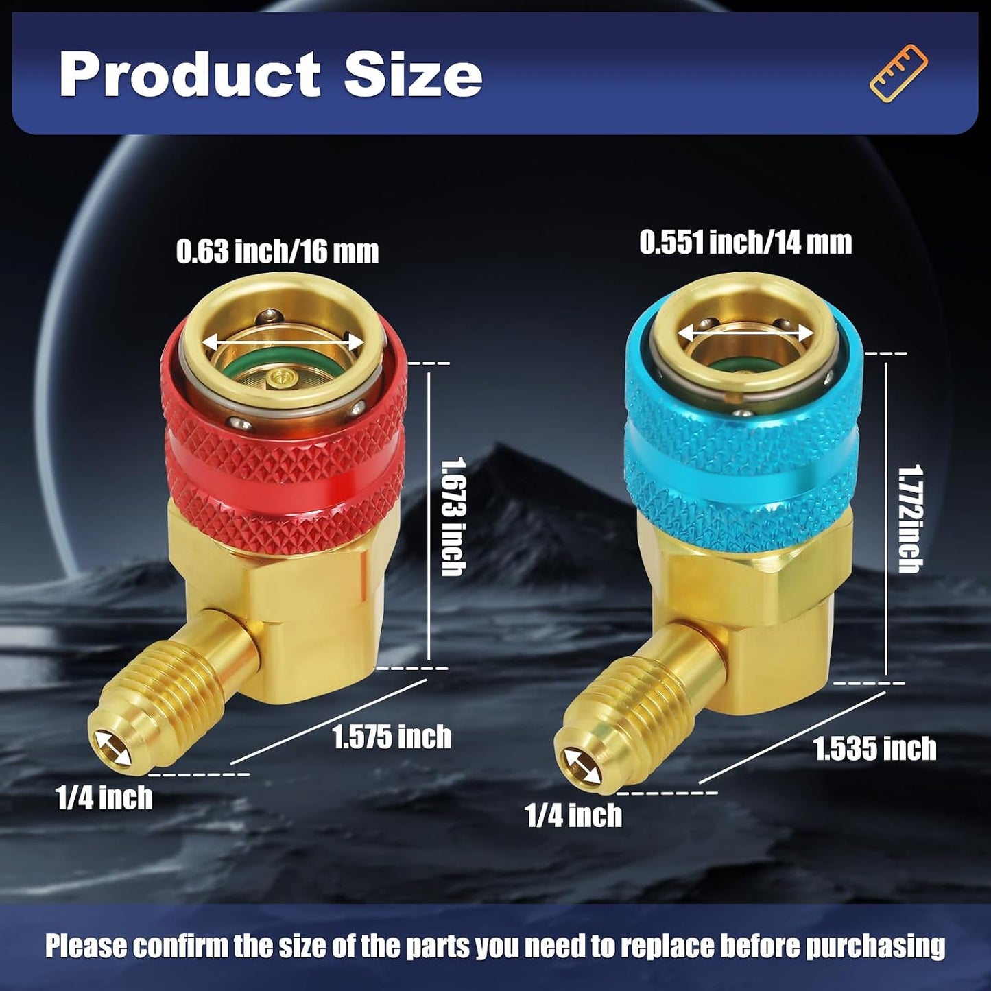 Acoplador rápido R134a conector 1/4 SAE macho estriado