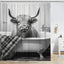 Cortina ducha humorística vaca toro 72x72 con ganchos