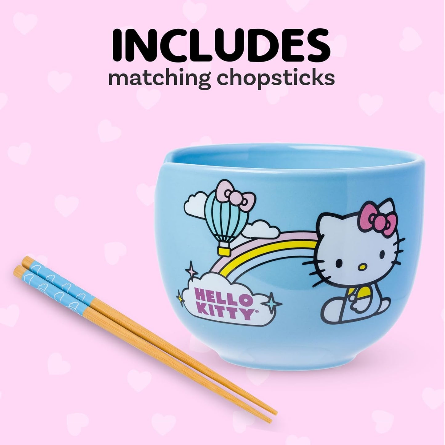 Tazón cerámica Hello Kitty ramen arroz 20oz con palillos