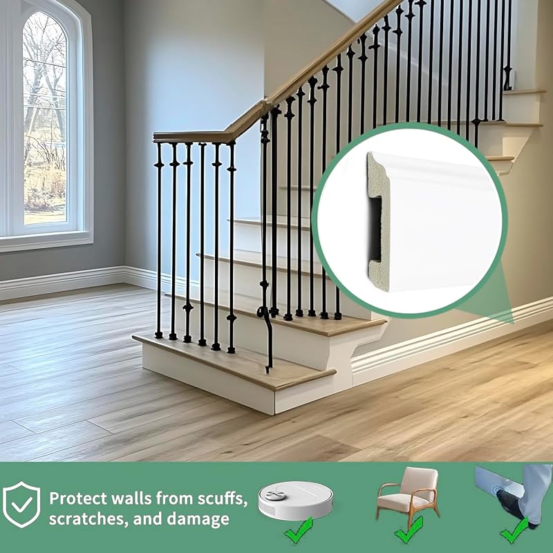 Moldura zócalo pared set 8 blanca 32 ft PVC