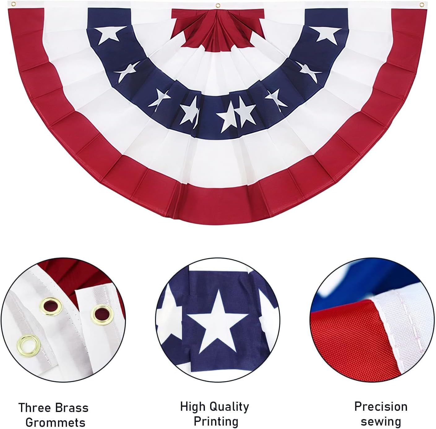 Decoración 4 de Julio 3x6ft bandera plisada patriótica