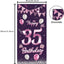 Cartel feliz cumpleaños 35 años globos confeti decoración puerta