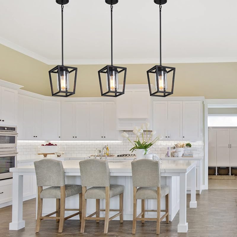 Luz colgante isla cocina jaula granja metal vidrio