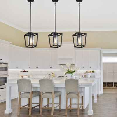 Luz colgante isla cocina jaula granja metal vidrio