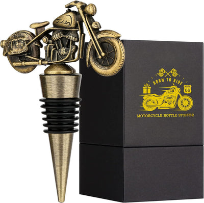 Tapón vino motociclista regalo bronce vintage