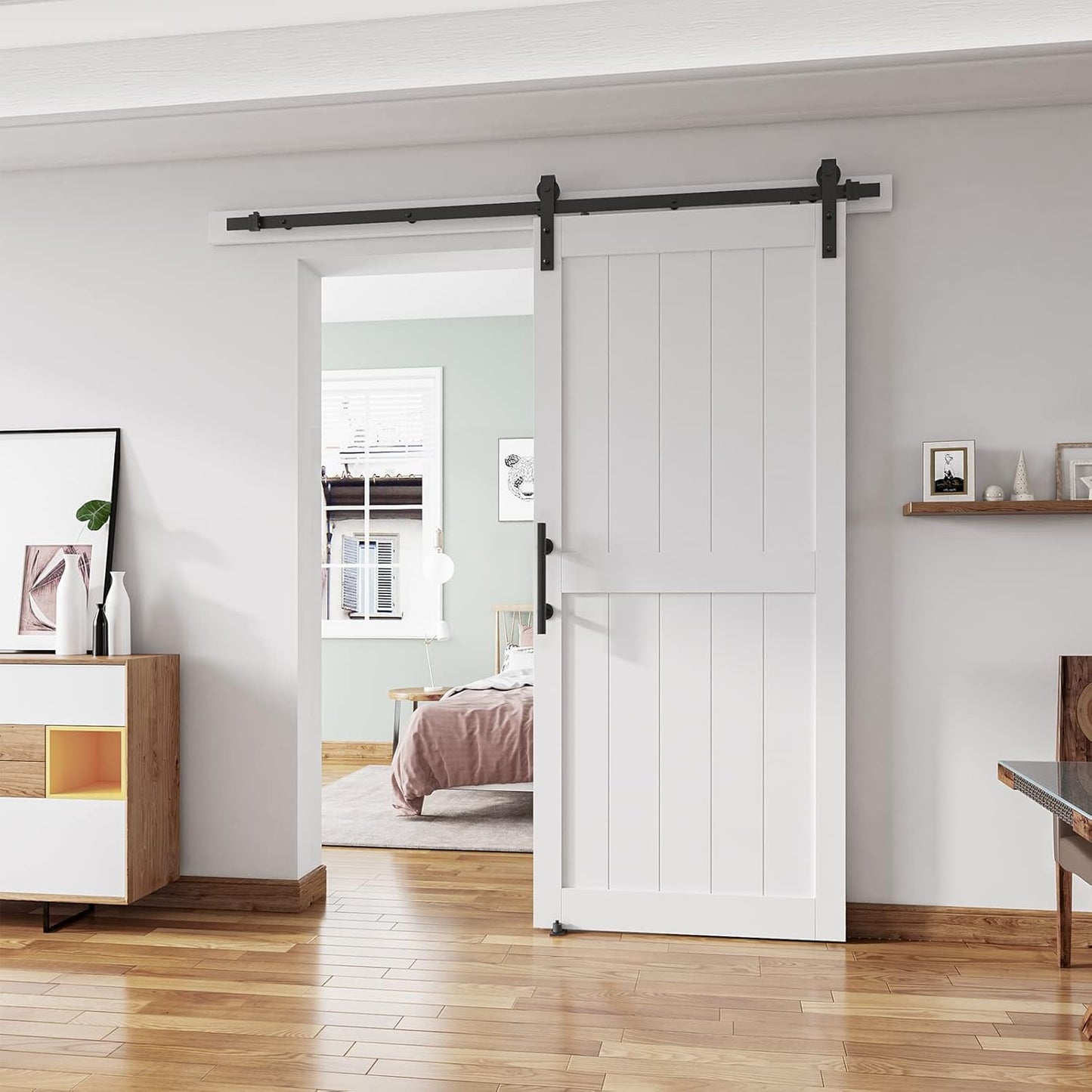 Puerta corredera granero 38x84pulg con kit herrajes 6.6ft