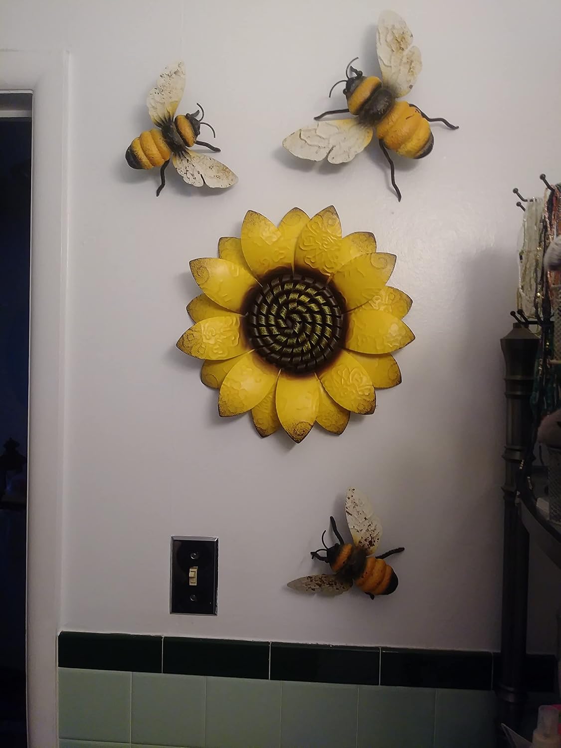 Arte de pared decorativo de flores metal