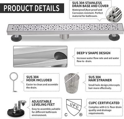Drenaje ducha 32pulg acero inox 51l/min plateado
