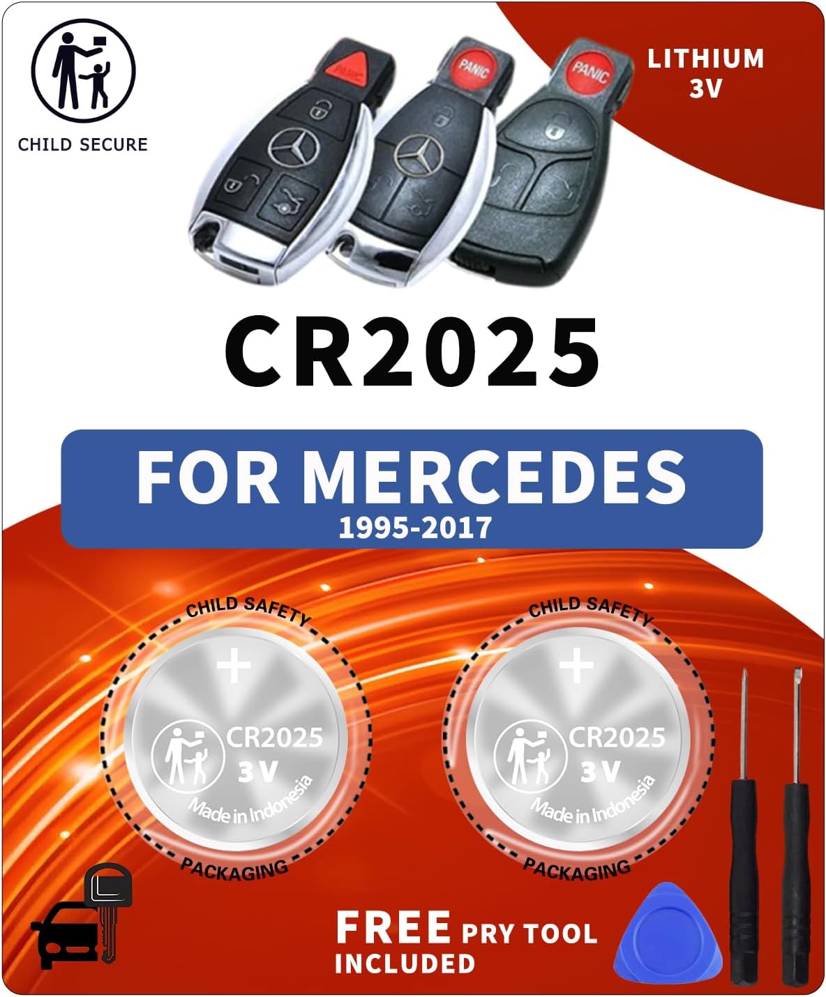 Batería llavero comp Mercedes C-Class E-Class ML S-Class