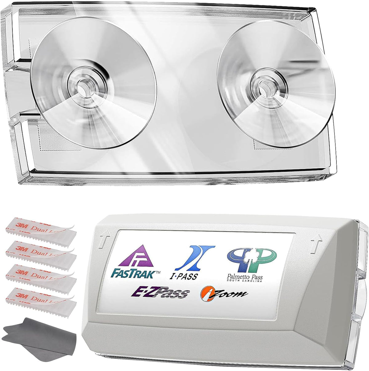Soporte Ez Pass parabrisas UV resistente 4 tiras ventosas