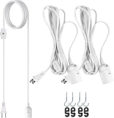 Cable extensión colgante farol 12ft 2uds con interruptor E26 E27