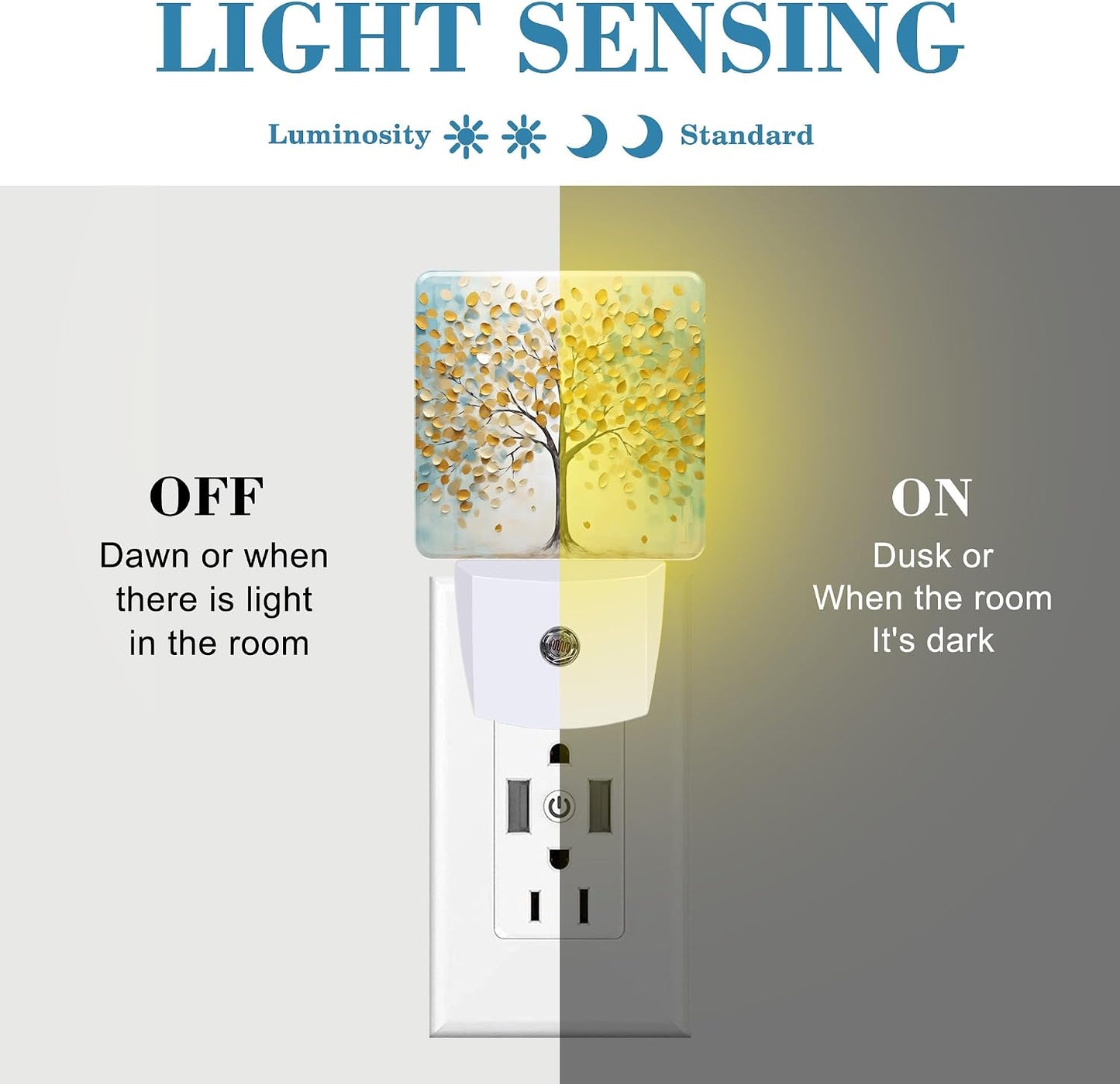 Luz nocturna árbol vida sensor atardecer led para niños