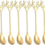 6 Cucharas Acero Inox Forma Cabeza Alce Dorado