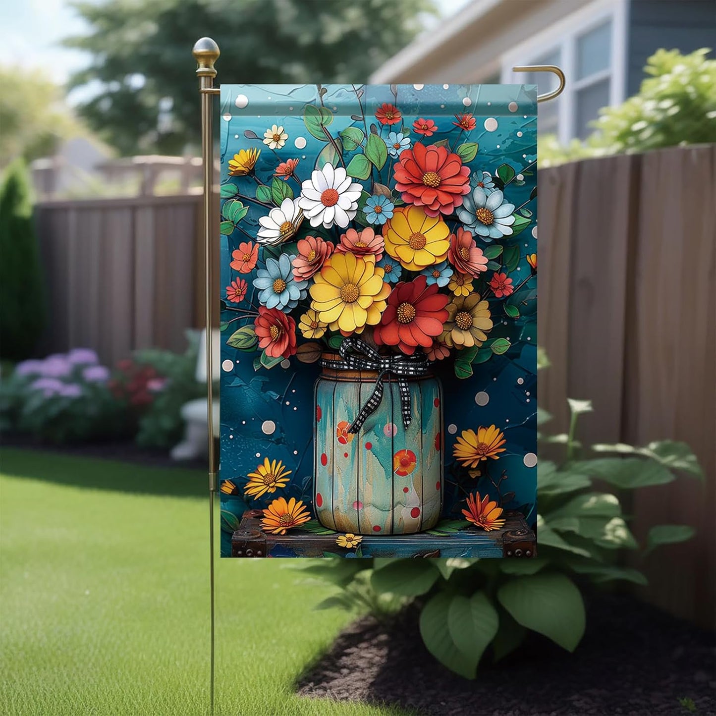 Bandera jardín floral 12x18pulg doble cara rústica