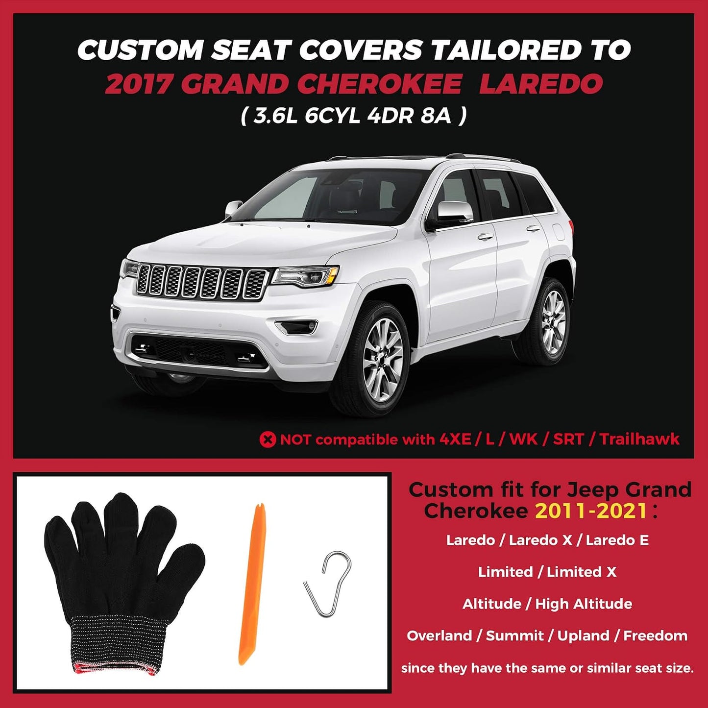 Fundas asientos Jeep Grand Cherokee 2011-21 cuero