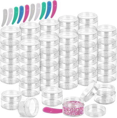40 Recipientes Plástico Cosméticos 0.5oz Tapas Transparentes