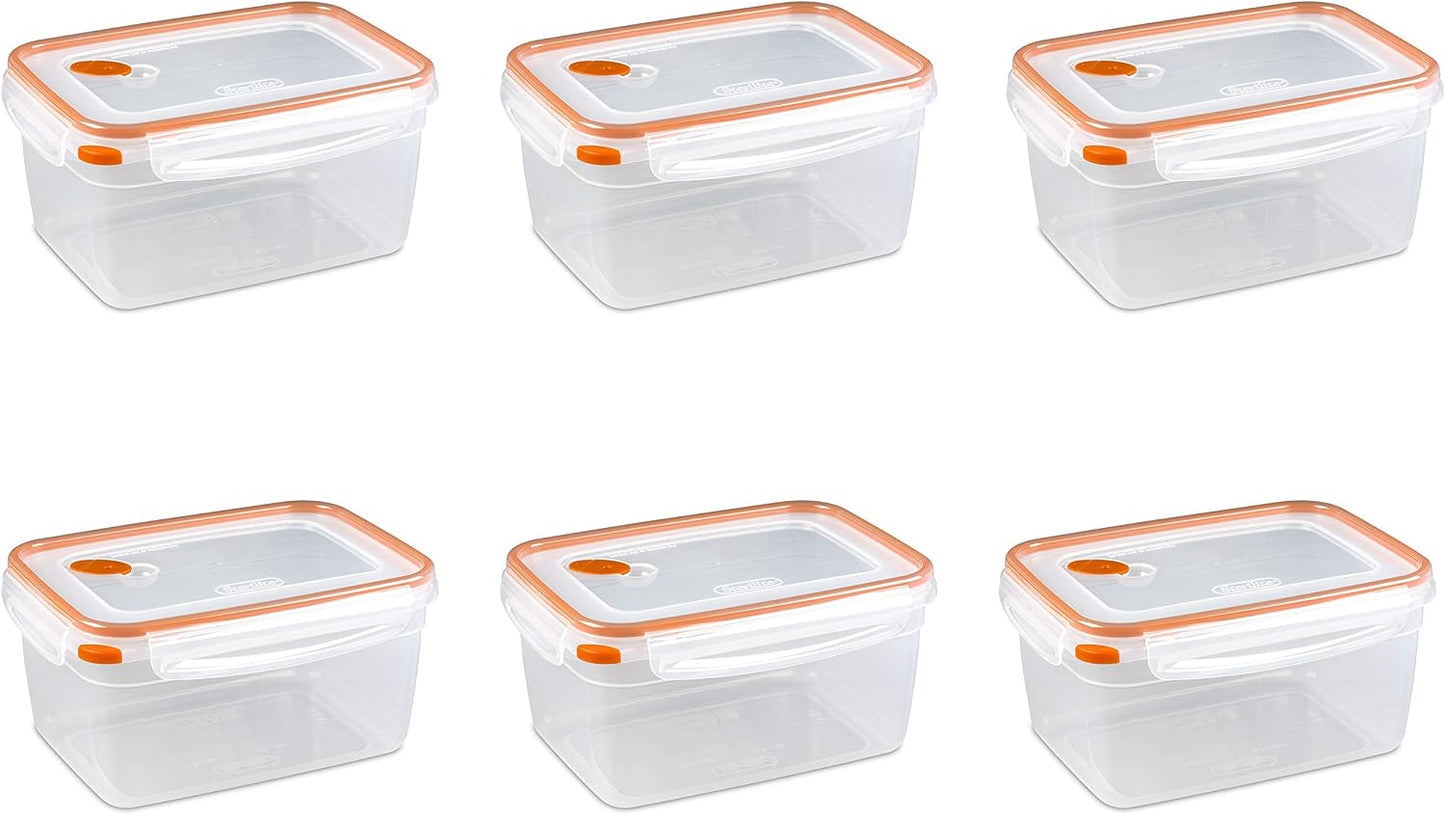 6 Pzas Recipiente Alimentos Tapa Pestillo Transparente