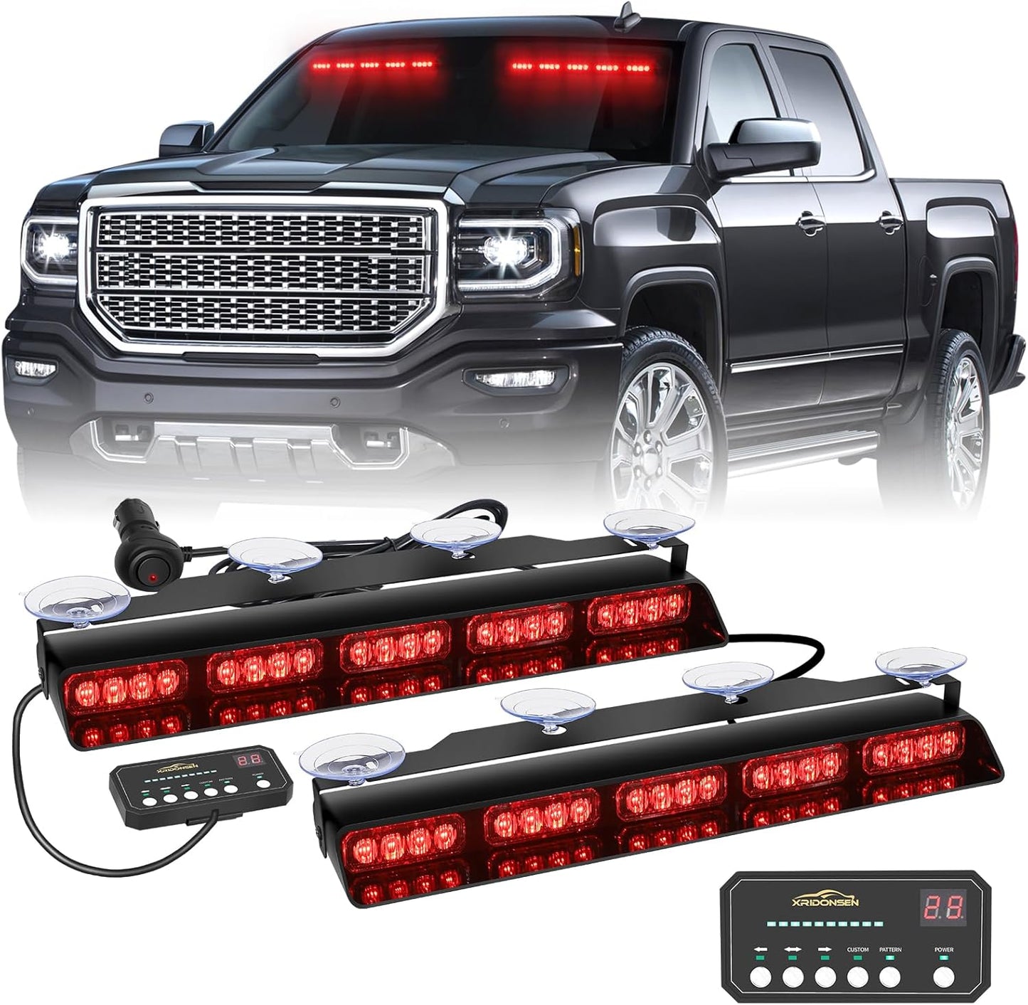 Barra luces emergencia roja 17" 40 LED visera tablero coche