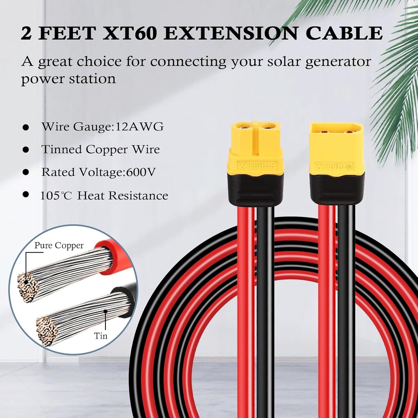 Cable XT60 2" conector macho hembra para batería RC