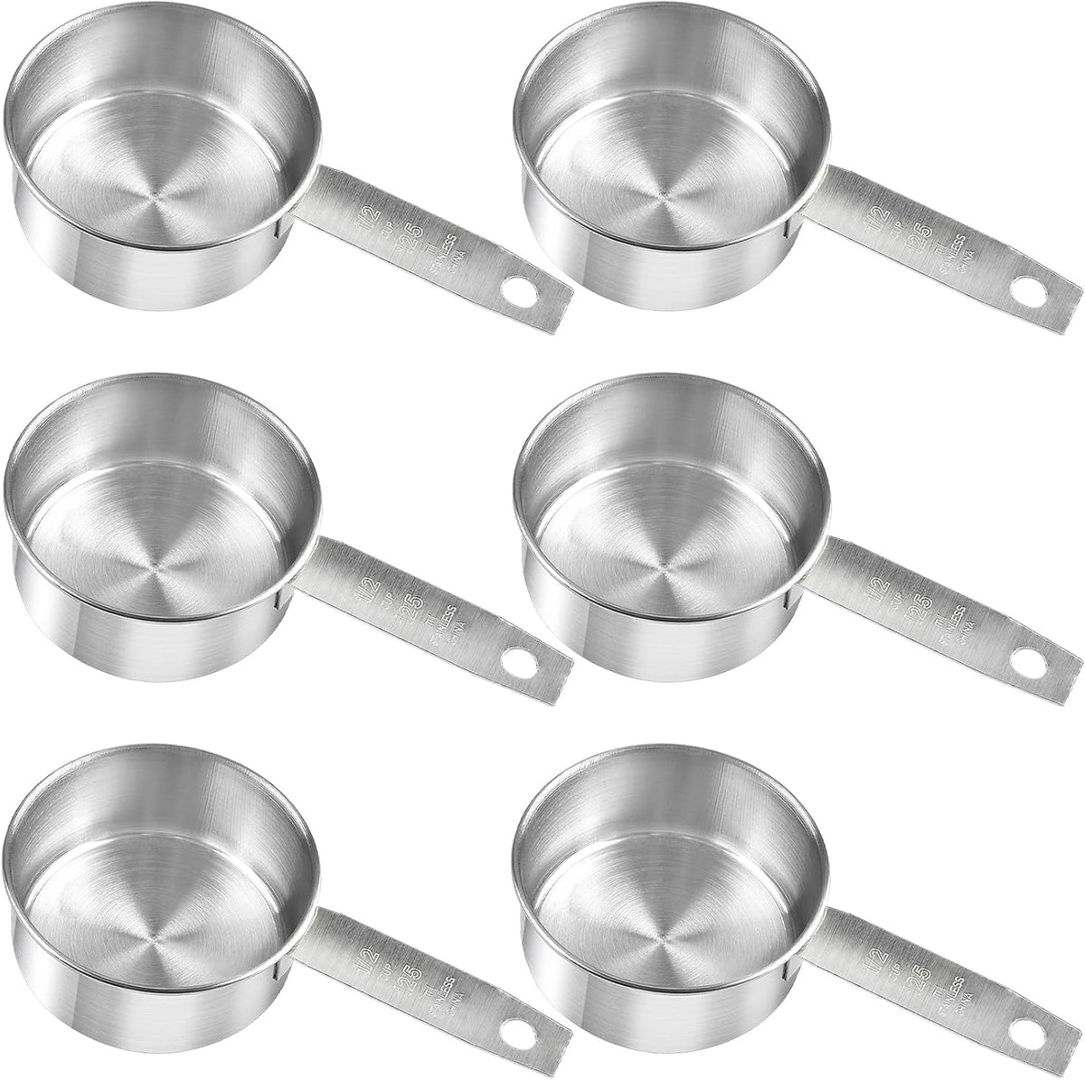6 Tazas Medidoras Acero Inox 4.2oz Cucharas Sensación Mano