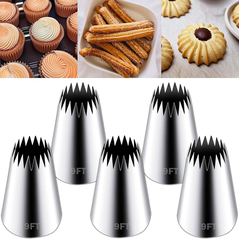5 Puntas Acero Inox para Churros 9ft Glaseado Pastelería