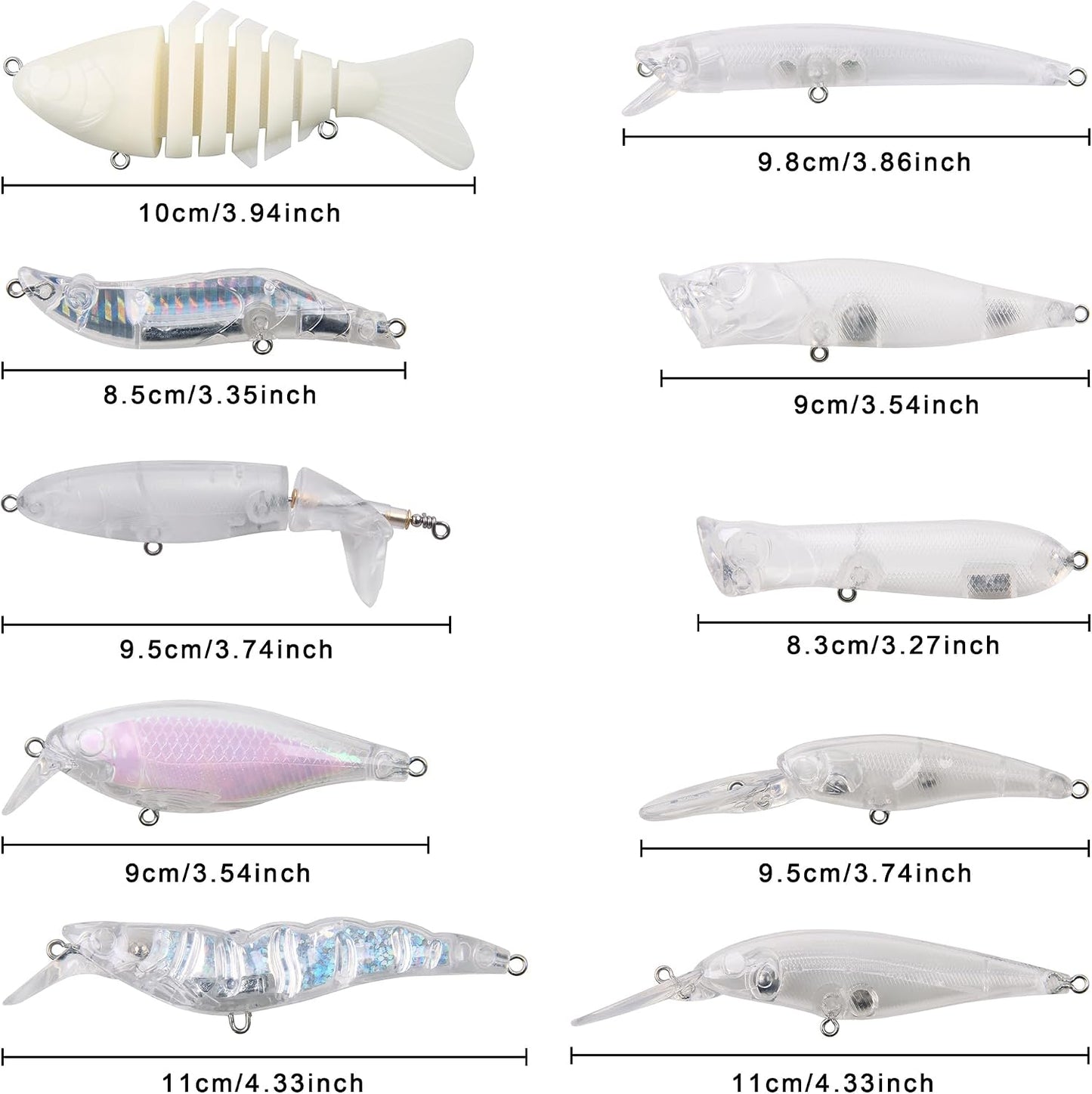 Kit señuelo pesca blanco 249 piezas sin pintar accesorios