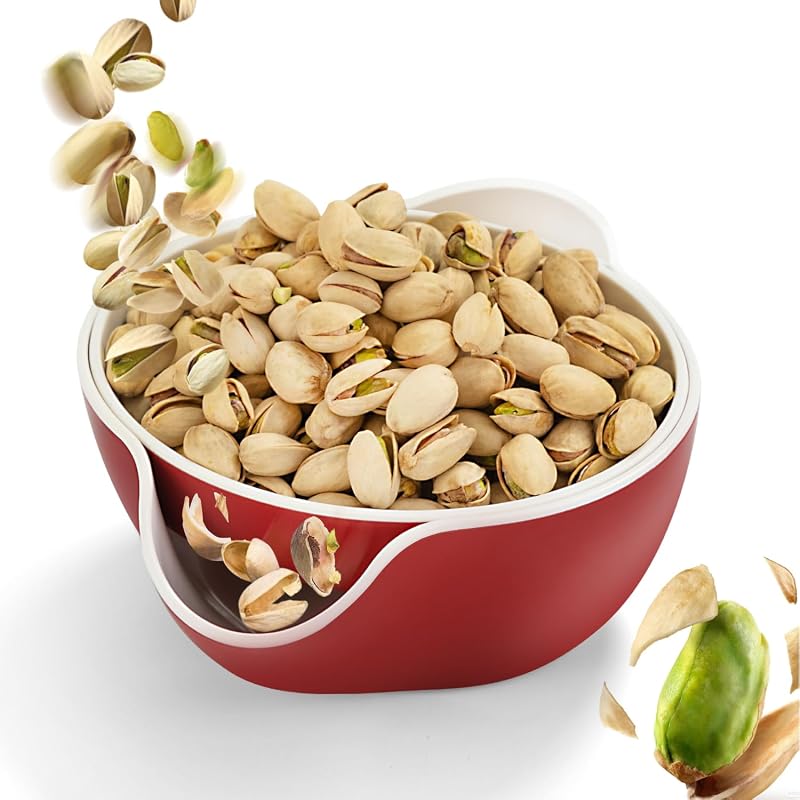Tazón aperitivos con almacenamiento concha semillas rojo
