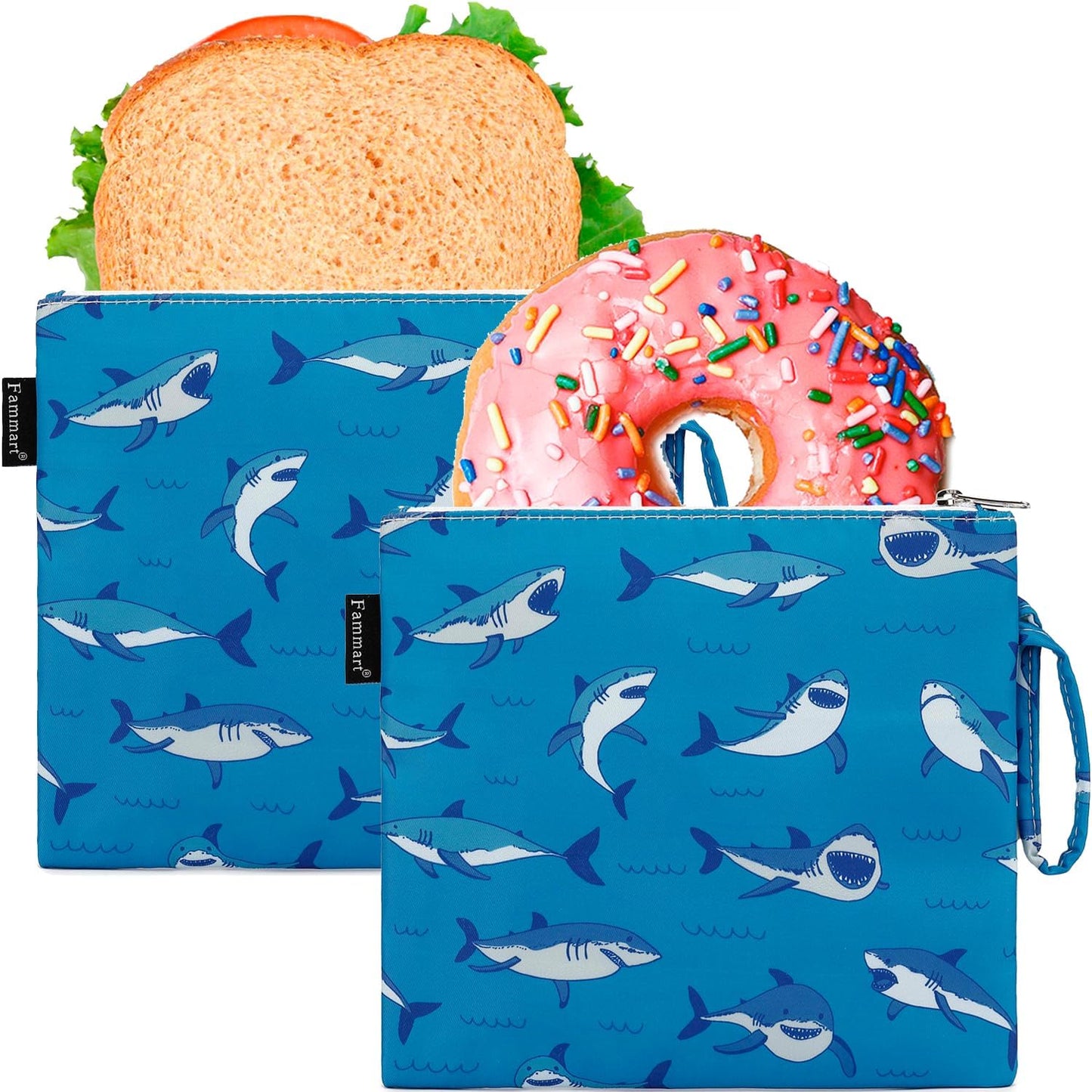 Bolsa sándwich doble capa reutiliz. tiburón pack 2