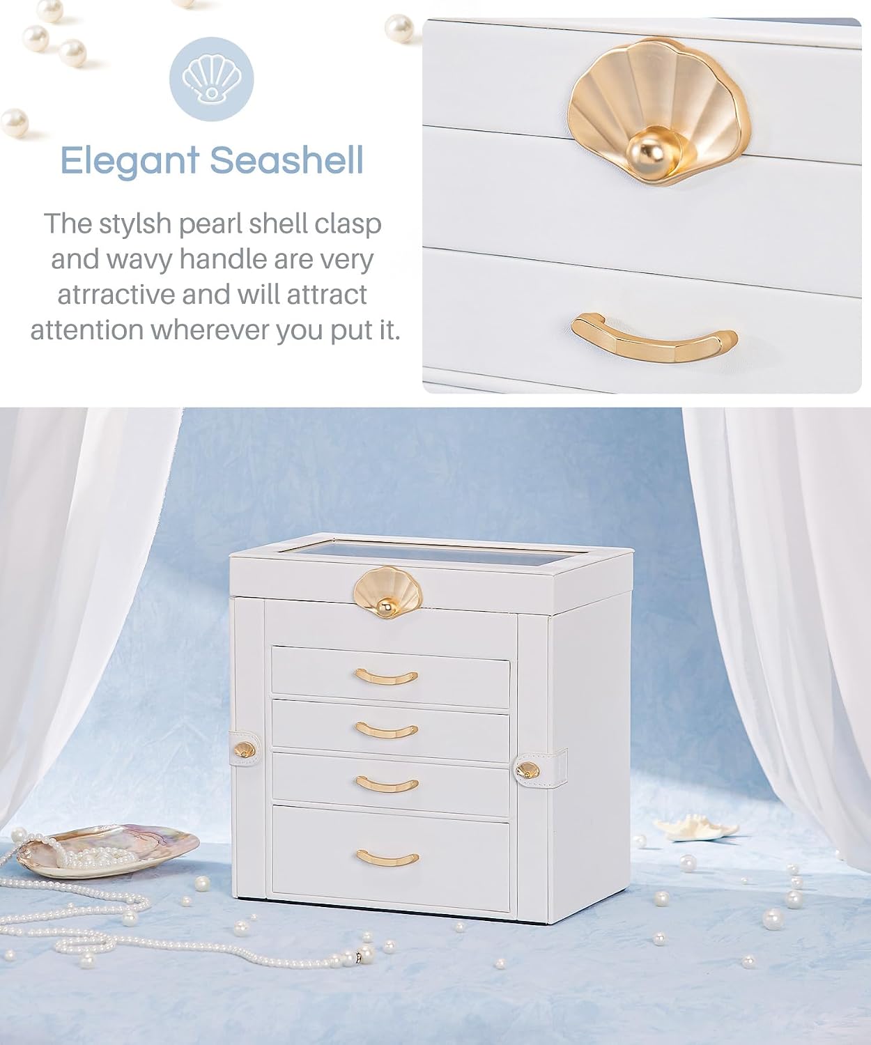 Caja organizadora joyas 5 capas tapa transparente para mujer