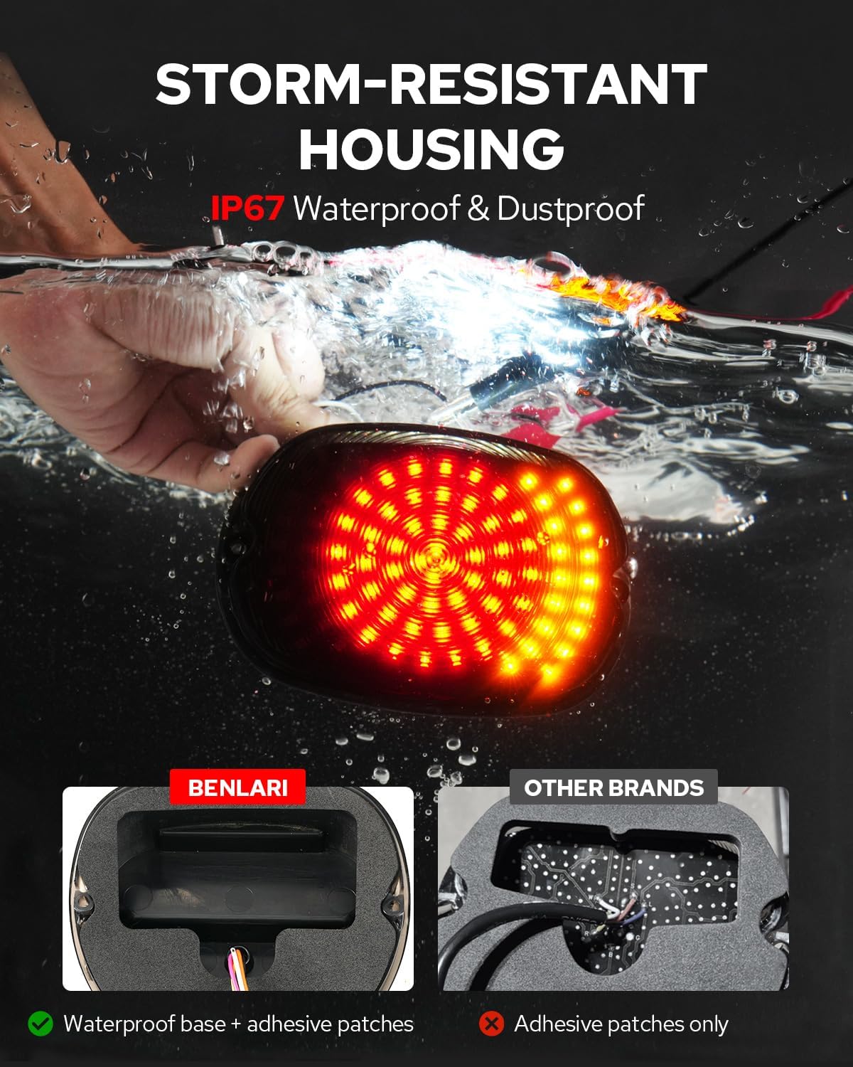 Luz trasera LED impermeable perfil bajo para Harley Touring