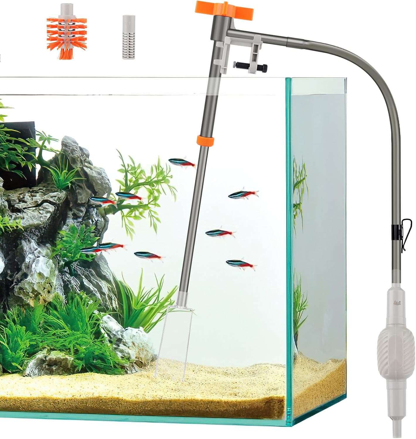 Kit aspirador acuario sifón 31pulg limpieza grava y arena