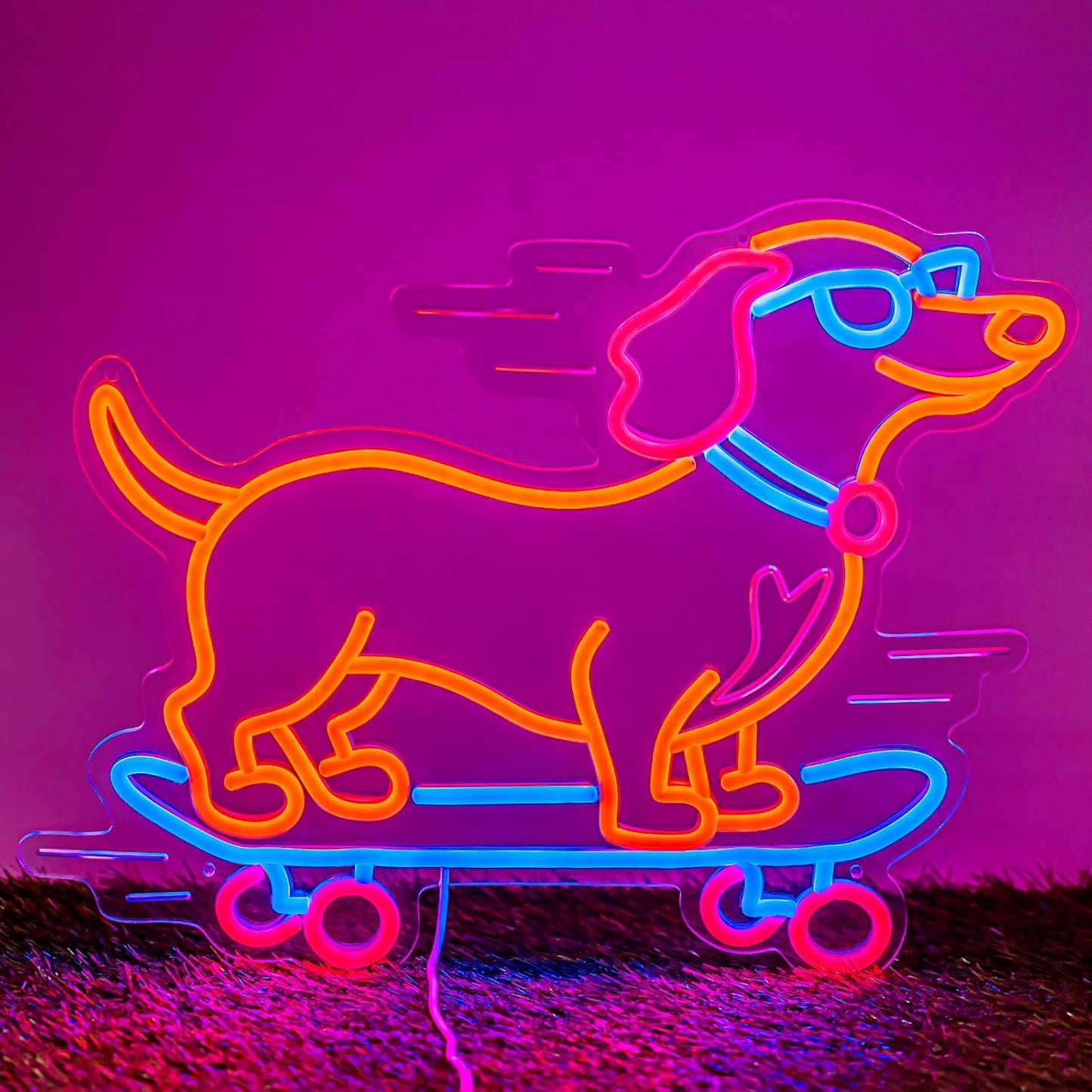 Letrero neón perro salchicha luces LED para pared sala bar