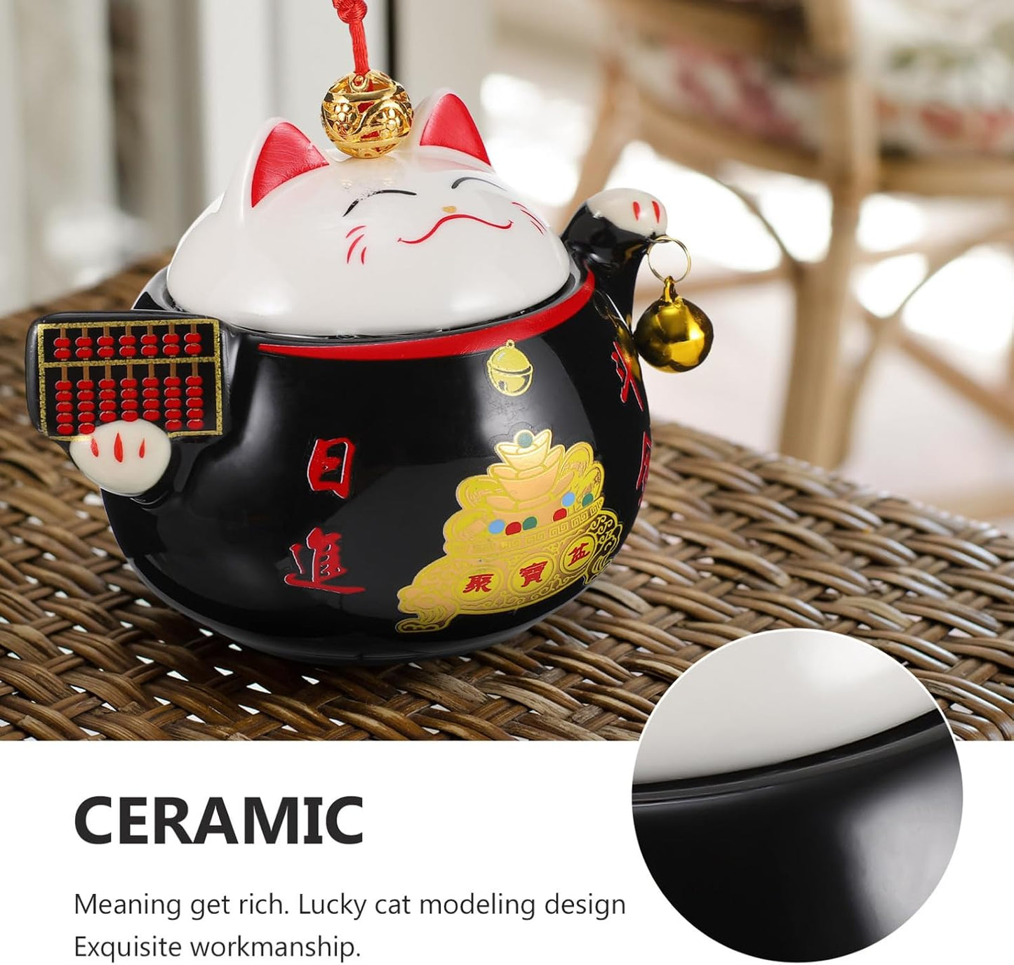 Tarro cerámica hervidor café té gato suerte decorativo