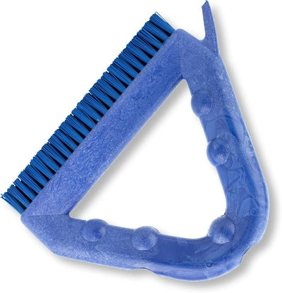 Cepillo plástico lechada triángulo con raspador 9x7x7" azul