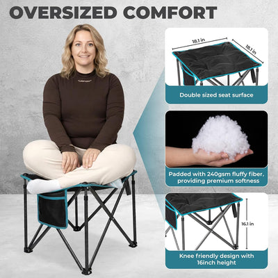 Taburete campamento 2 reposapiés plegables 18.1" 440lb