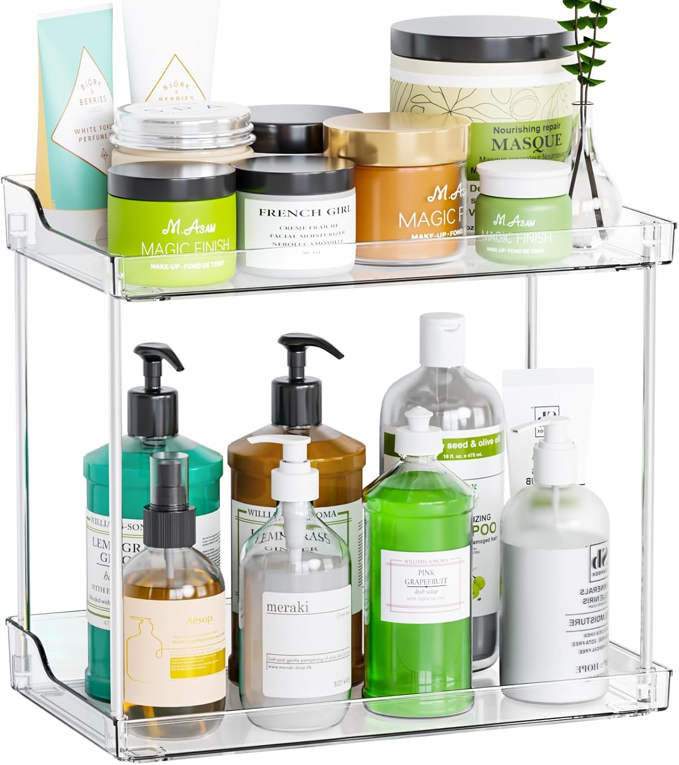 Organiz. baño acrílico 2 niveles maquillaje