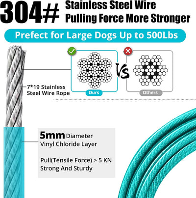 Correa de perro de 10ft resistente para patio perros hasta 500lb
